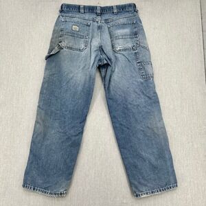 Lee Carpenter Jeans Mens 34x29 Blue Dungarees Relaxed Fit Distressed Workwear